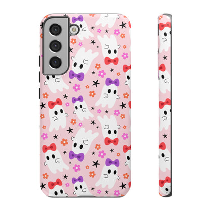 Cute Ghosts with Bows and Stars Halloween Phone Case – Tough Phone Case – Cute Spooky Design - iPhone 16 - Samsung Galaxy - Google Pixel