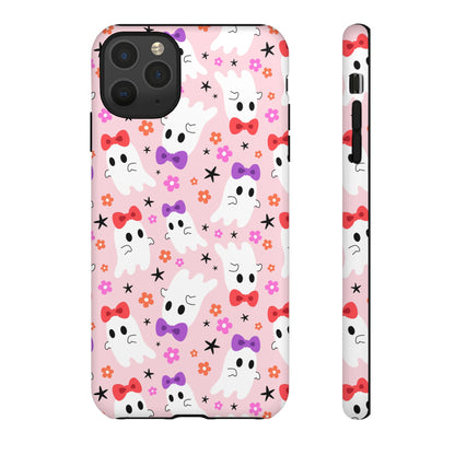 Cute Ghosts with Bows and Stars Halloween Phone Case – Tough Phone Case – Cute Spooky Design - iPhone 16 - Samsung Galaxy - Google Pixel