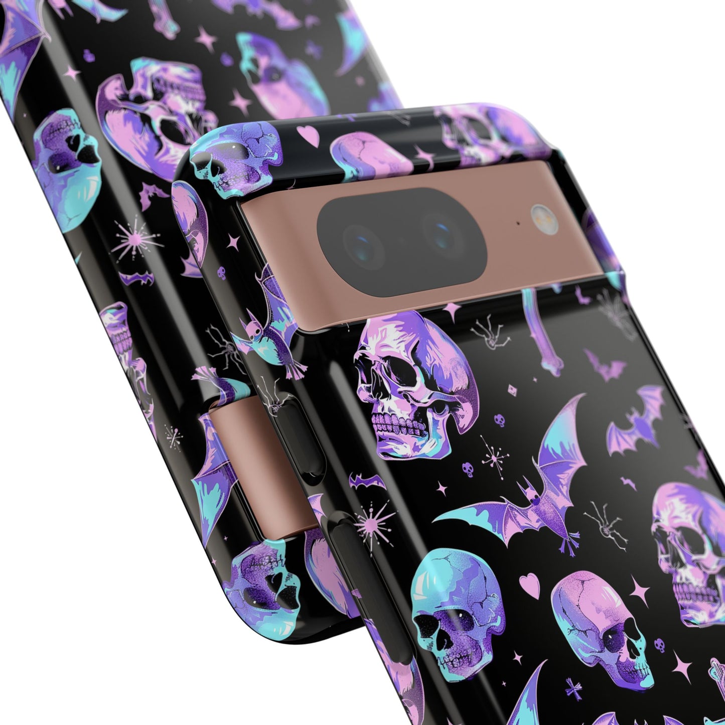 Pastel Skulls and Crosses Gothic Phone Case – Tough Phone Case – Cute Spooky Design - iPhone 16 - Samsung Galaxy - Google Pixel