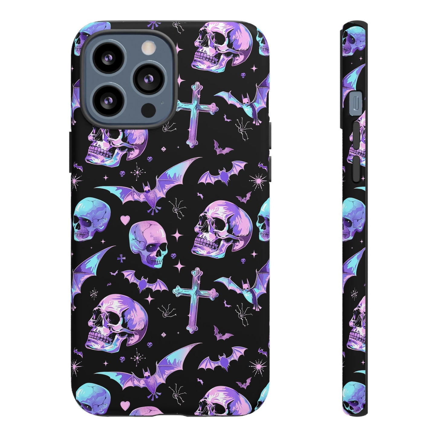 Pastel Skulls and Crosses Gothic Phone Case – Tough Phone Case – Cute Spooky Design - iPhone 16 - Samsung Galaxy - Google Pixel