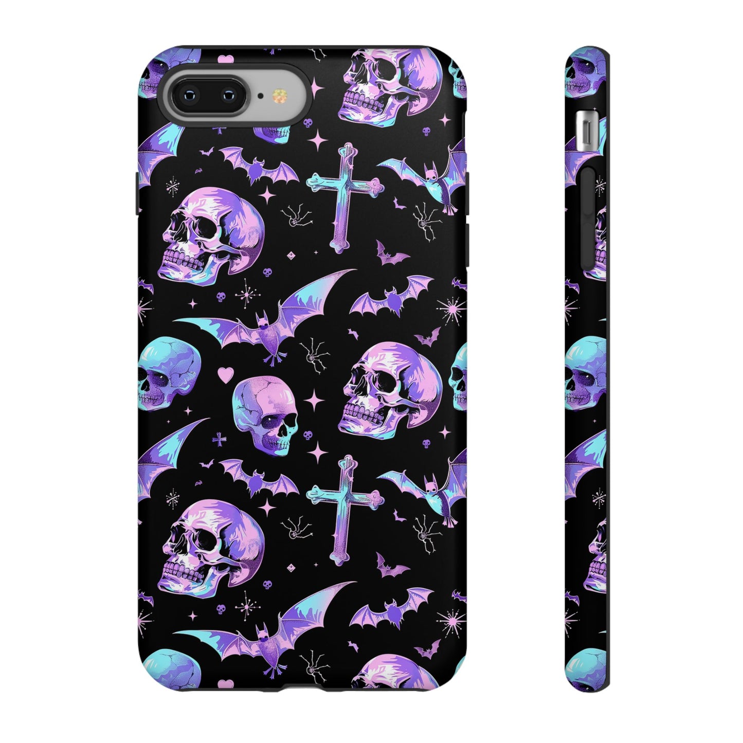 Pastel Skulls and Crosses Gothic Phone Case – Tough Phone Case – Cute Spooky Design - iPhone 16 - Samsung Galaxy - Google Pixel