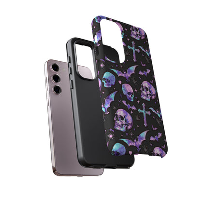 Pastel Skulls and Crosses Gothic Phone Case – Tough Phone Case – Cute Spooky Design - iPhone 16 - Samsung Galaxy - Google Pixel