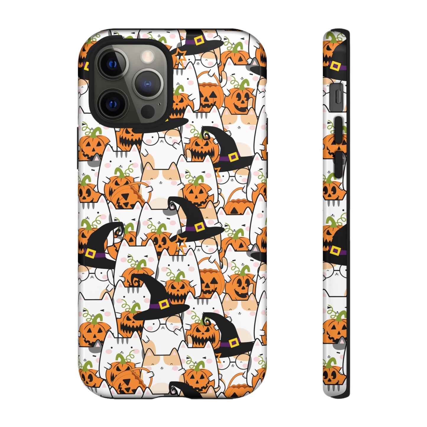 Halloween Cats and Pumpkins Phone Case – Tough Phone Case – Cute Spooky Design - iPhone 16 - Samsung Galaxy - Google Pixel