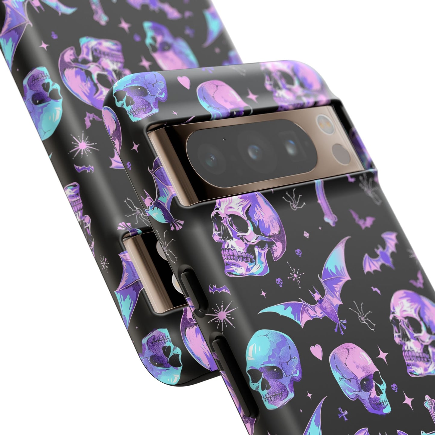 Pastel Skulls and Crosses Gothic Phone Case – Tough Phone Case – Cute Spooky Design - iPhone 16 - Samsung Galaxy - Google Pixel