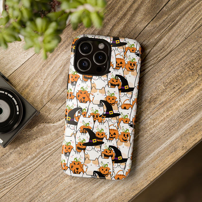 Halloween Cats and Pumpkins Phone Case – Tough Phone Case – Cute Spooky Design - iPhone 16 - Samsung Galaxy - Google Pixel