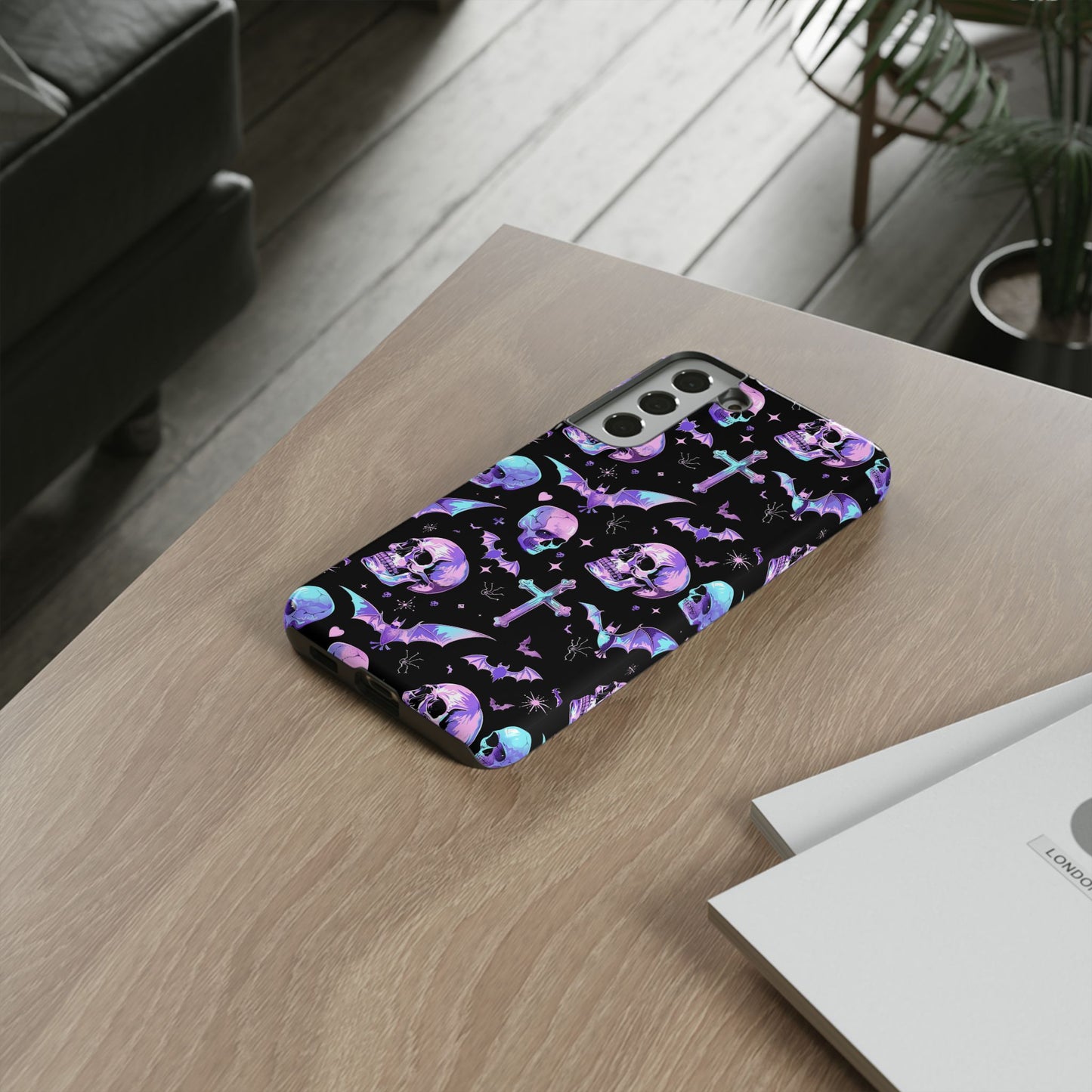 Pastel Skulls and Crosses Gothic Phone Case – Tough Phone Case – Cute Spooky Design - iPhone 16 - Samsung Galaxy - Google Pixel