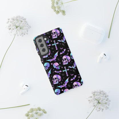 Pastel Skulls and Crosses Gothic Phone Case – Tough Phone Case – Cute Spooky Design - iPhone 16 - Samsung Galaxy - Google Pixel