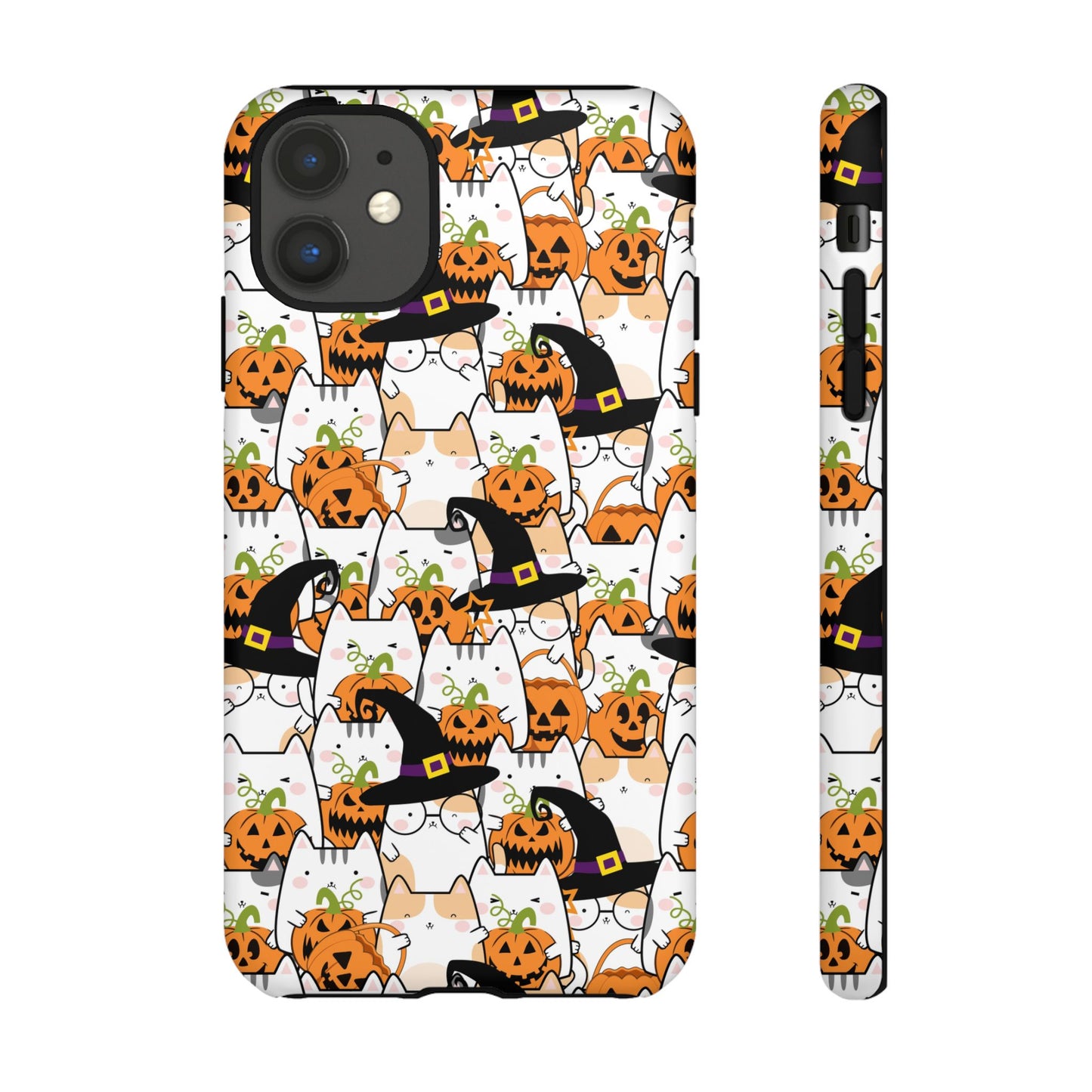 Halloween Cats and Pumpkins Phone Case – Tough Phone Case – Cute Spooky Design - iPhone 16 - Samsung Galaxy - Google Pixel