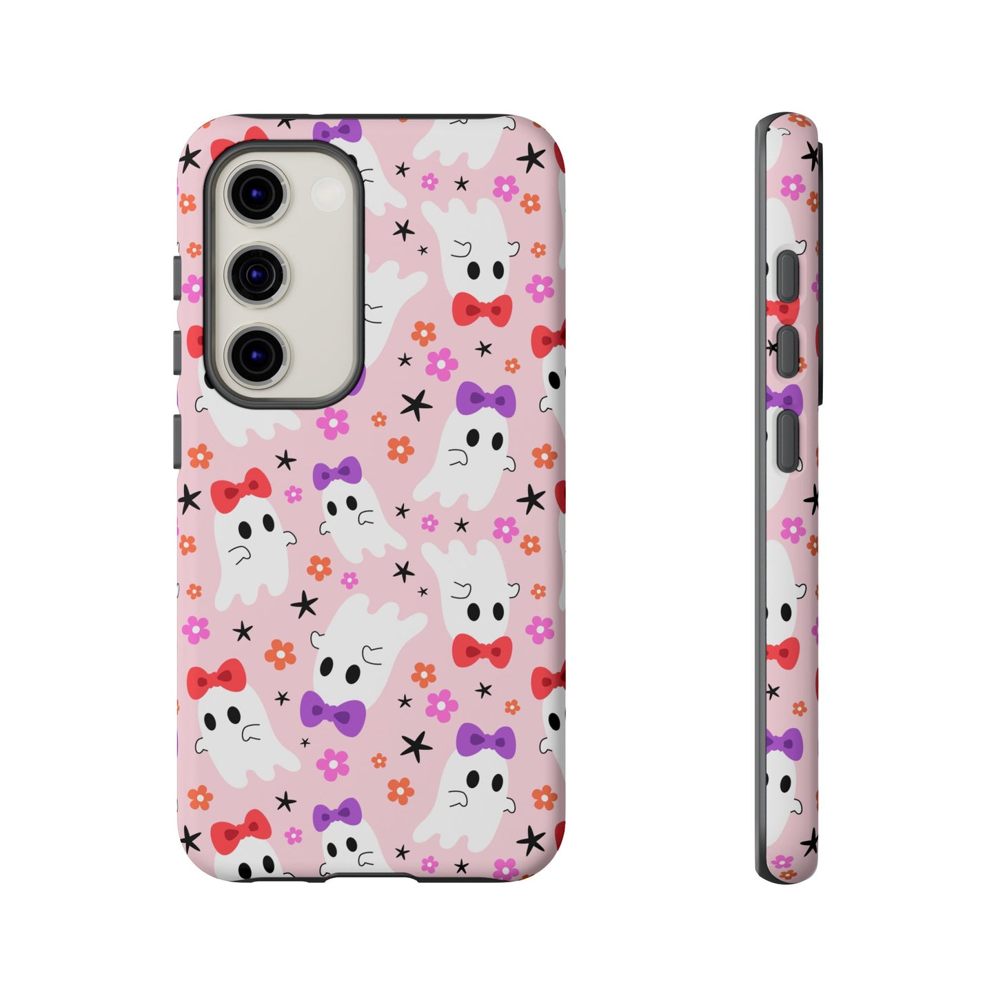 Cute Ghosts with Bows and Stars Halloween Phone Case – Tough Phone Case – Cute Spooky Design - iPhone 16 - Samsung Galaxy - Google Pixel