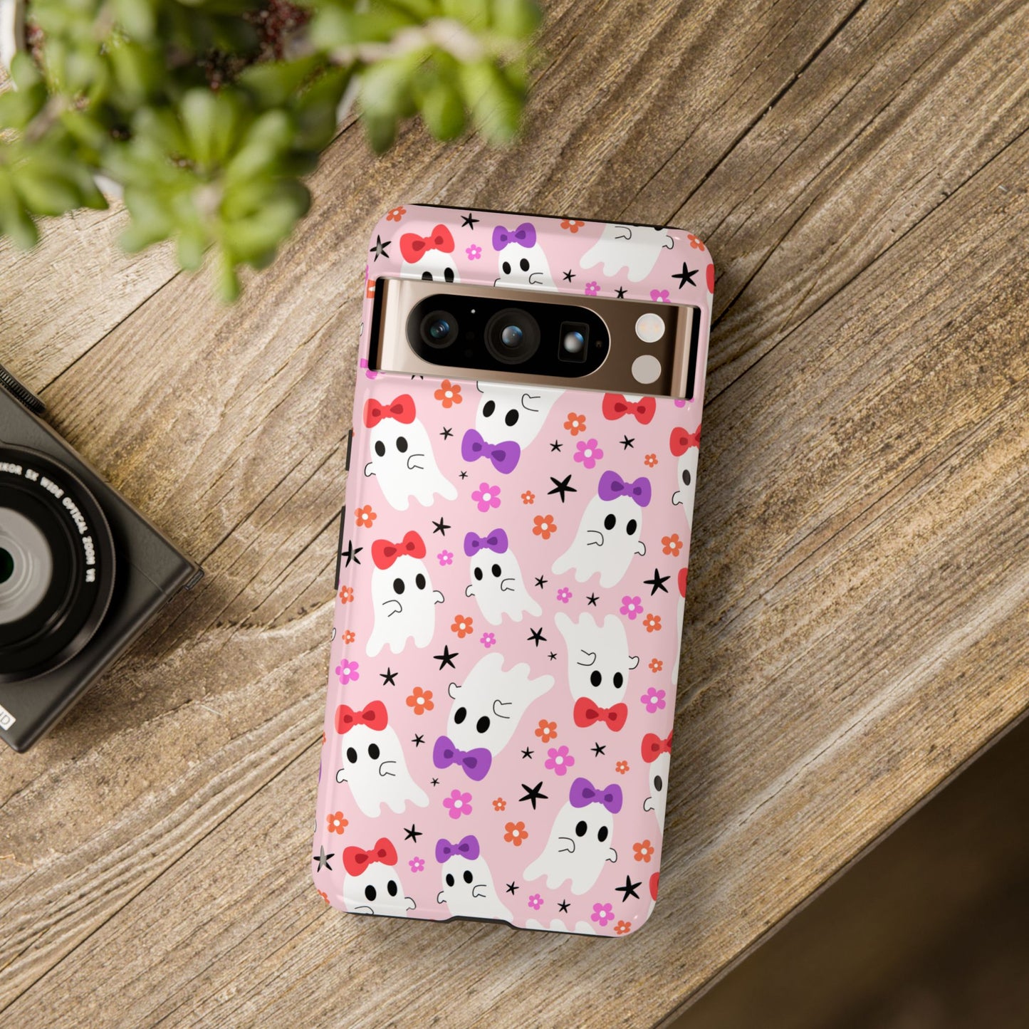 Cute Ghosts with Bows and Stars Halloween Phone Case – Tough Phone Case – Cute Spooky Design - iPhone 16 - Samsung Galaxy - Google Pixel