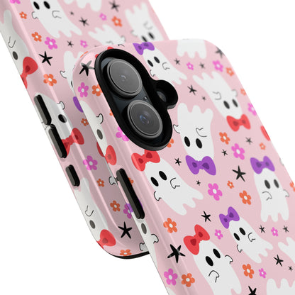 Cute Ghosts with Bows and Stars Halloween Phone Case – Tough Phone Case – Cute Spooky Design - iPhone 16 - Samsung Galaxy - Google Pixel