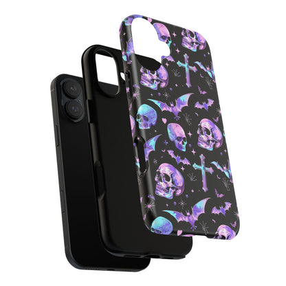 Pastel Skulls and Crosses Gothic Phone Case – Tough Phone Case – Cute Spooky Design - iPhone 16 - Samsung Galaxy - Google Pixel