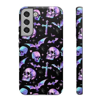 Pastel Skulls and Crosses Gothic Phone Case – Tough Phone Case – Cute Spooky Design - iPhone 16 - Samsung Galaxy - Google Pixel