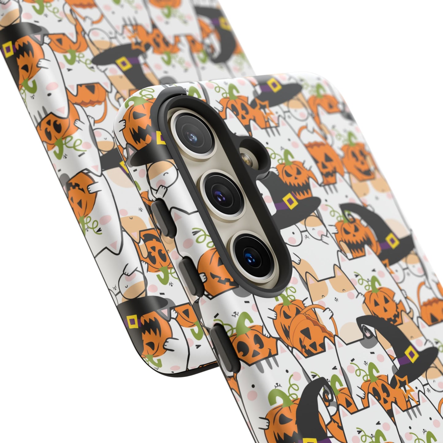 Halloween Cats and Pumpkins Phone Case – Tough Phone Case – Cute Spooky Design - iPhone 16 - Samsung Galaxy - Google Pixel