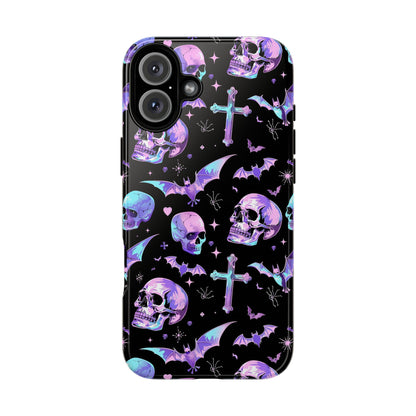 Pastel Skulls and Crosses Gothic Phone Case – Tough Phone Case – Cute Spooky Design - iPhone 16 - Samsung Galaxy - Google Pixel