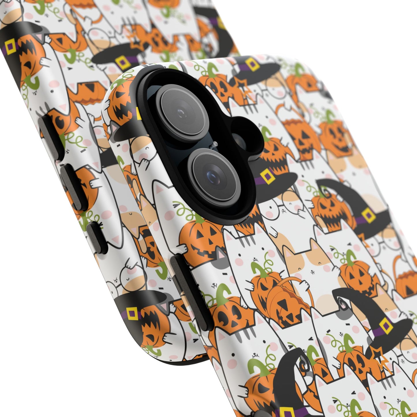 Halloween Cats and Pumpkins Phone Case – Tough Phone Case – Cute Spooky Design - iPhone 16 - Samsung Galaxy - Google Pixel