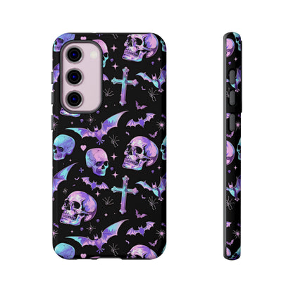 Pastel Skulls and Crosses Gothic Phone Case – Tough Phone Case – Cute Spooky Design - iPhone 16 - Samsung Galaxy - Google Pixel