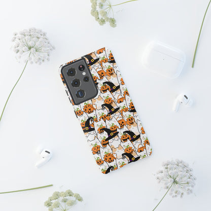 Halloween Cats and Pumpkins Phone Case – Tough Phone Case – Cute Spooky Design - iPhone 16 - Samsung Galaxy - Google Pixel