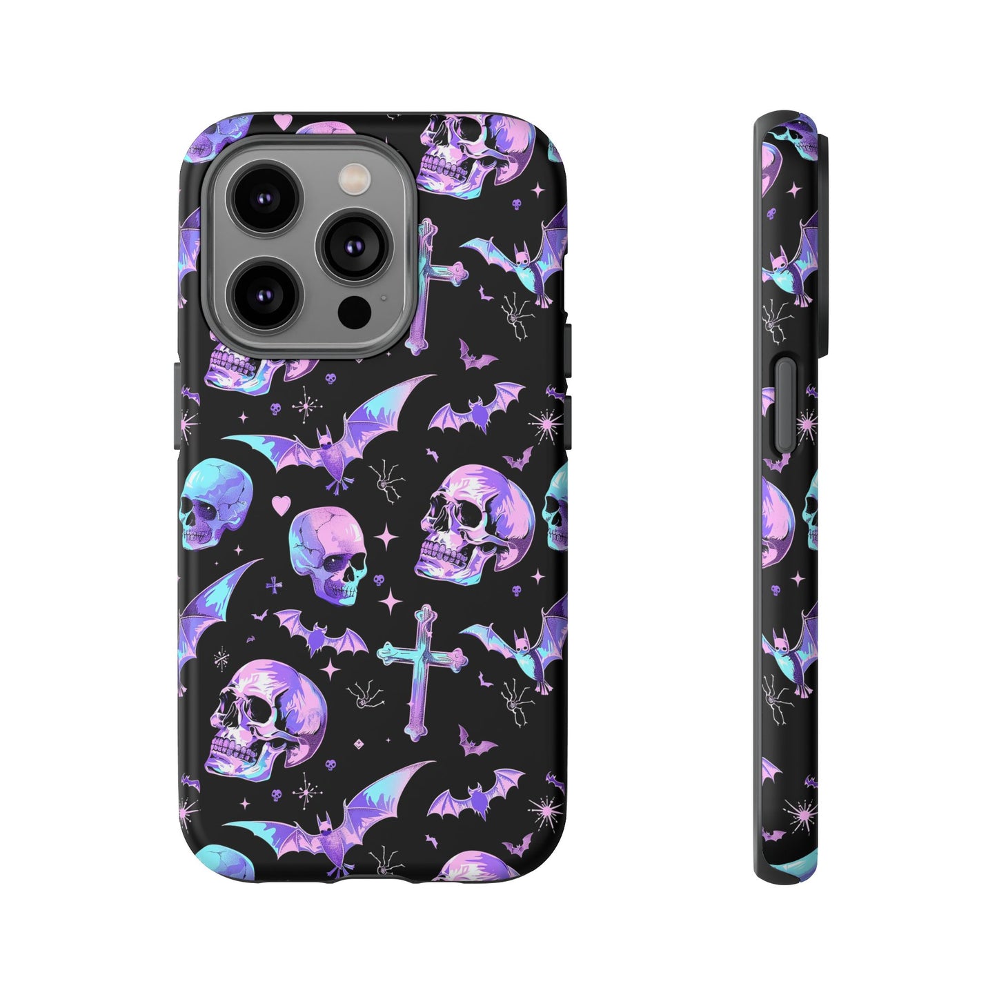 Pastel Skulls and Crosses Gothic Phone Case – Tough Phone Case – Cute Spooky Design - iPhone 16 - Samsung Galaxy - Google Pixel