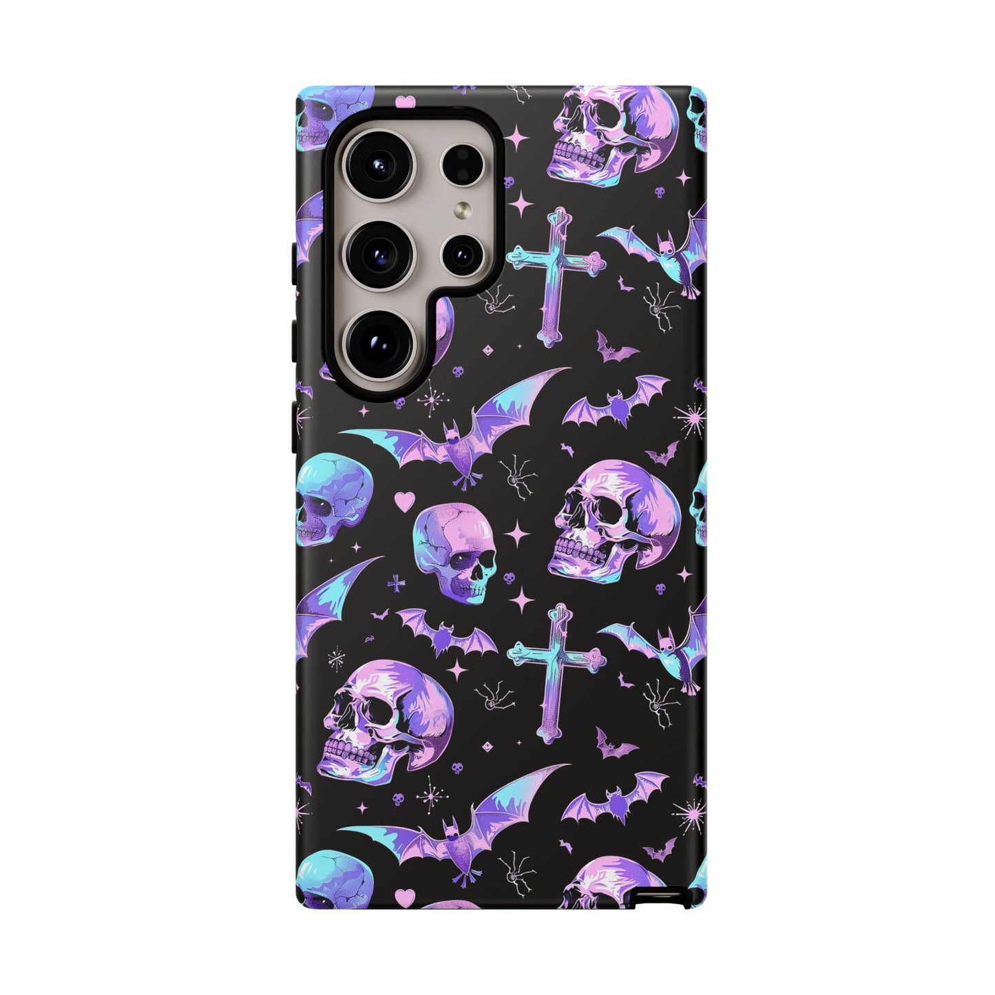 Pastel Skulls and Crosses Gothic Phone Case – Tough Phone Case – Cute Spooky Design - iPhone 16 - Samsung Galaxy - Google Pixel