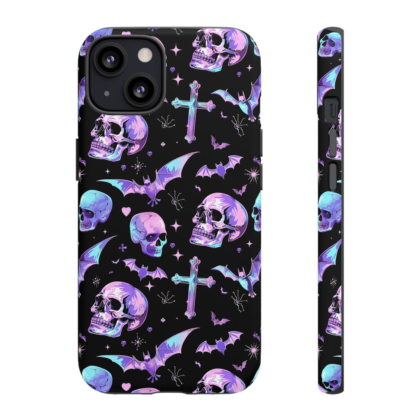 Pastel Skulls and Crosses Gothic Phone Case – Tough Phone Case – Cute Spooky Design - iPhone 16 - Samsung Galaxy - Google Pixel