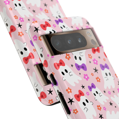 Cute Ghosts with Bows and Stars Halloween Phone Case – Tough Phone Case – Cute Spooky Design - iPhone 16 - Samsung Galaxy - Google Pixel