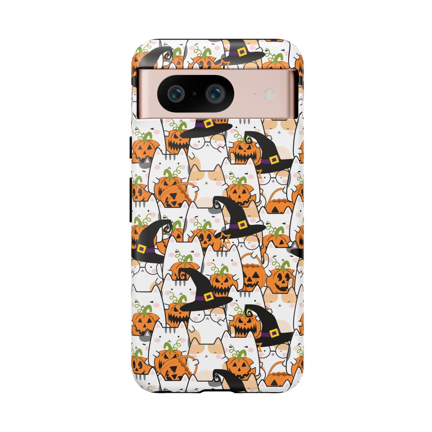 Halloween Cats and Pumpkins Phone Case – Tough Phone Case – Cute Spooky Design - iPhone 16 - Samsung Galaxy - Google Pixel