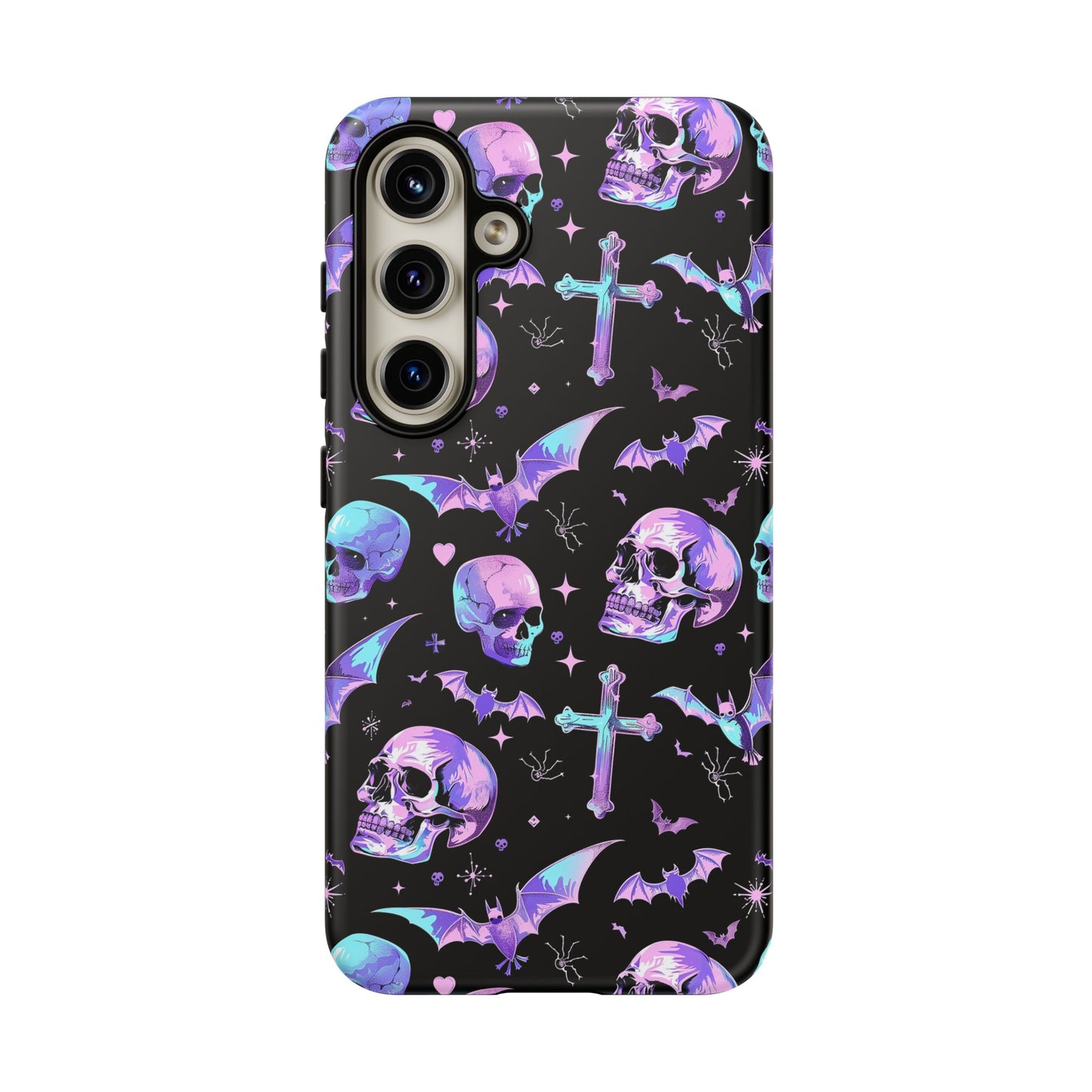 Pastel Skulls and Crosses Gothic Phone Case – Tough Phone Case – Cute Spooky Design - iPhone 16 - Samsung Galaxy - Google Pixel