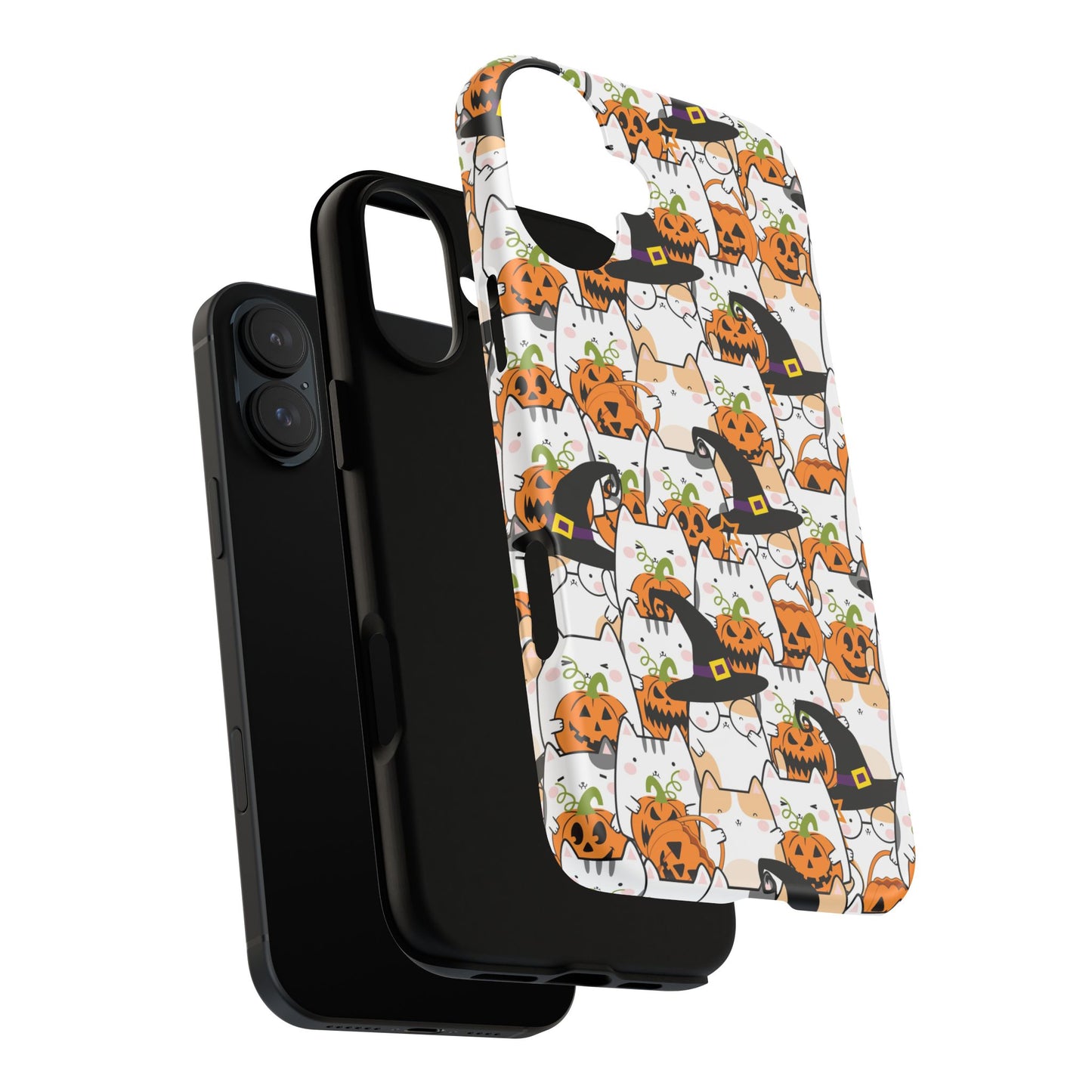 Halloween Cats and Pumpkins Phone Case – Tough Phone Case – Cute Spooky Design - iPhone 16 - Samsung Galaxy - Google Pixel