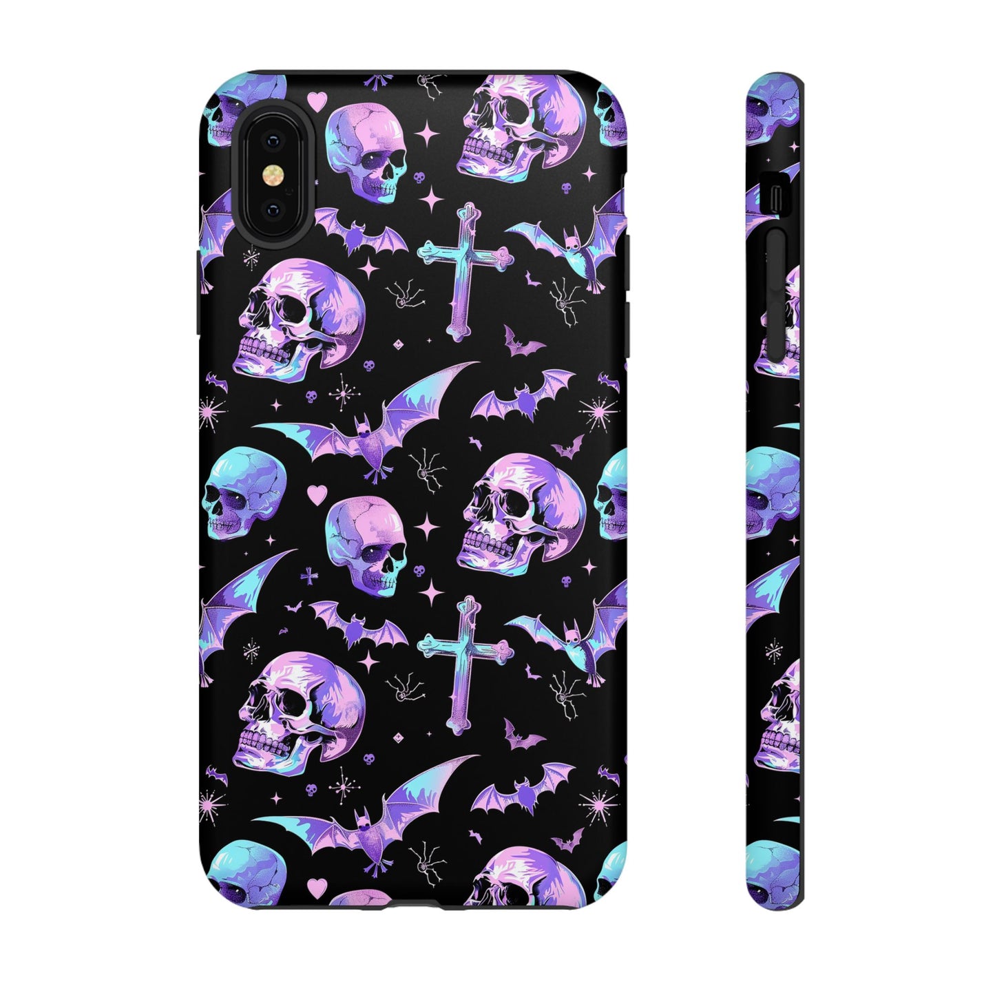 Pastel Skulls and Crosses Gothic Phone Case – Tough Phone Case – Cute Spooky Design - iPhone 16 - Samsung Galaxy - Google Pixel