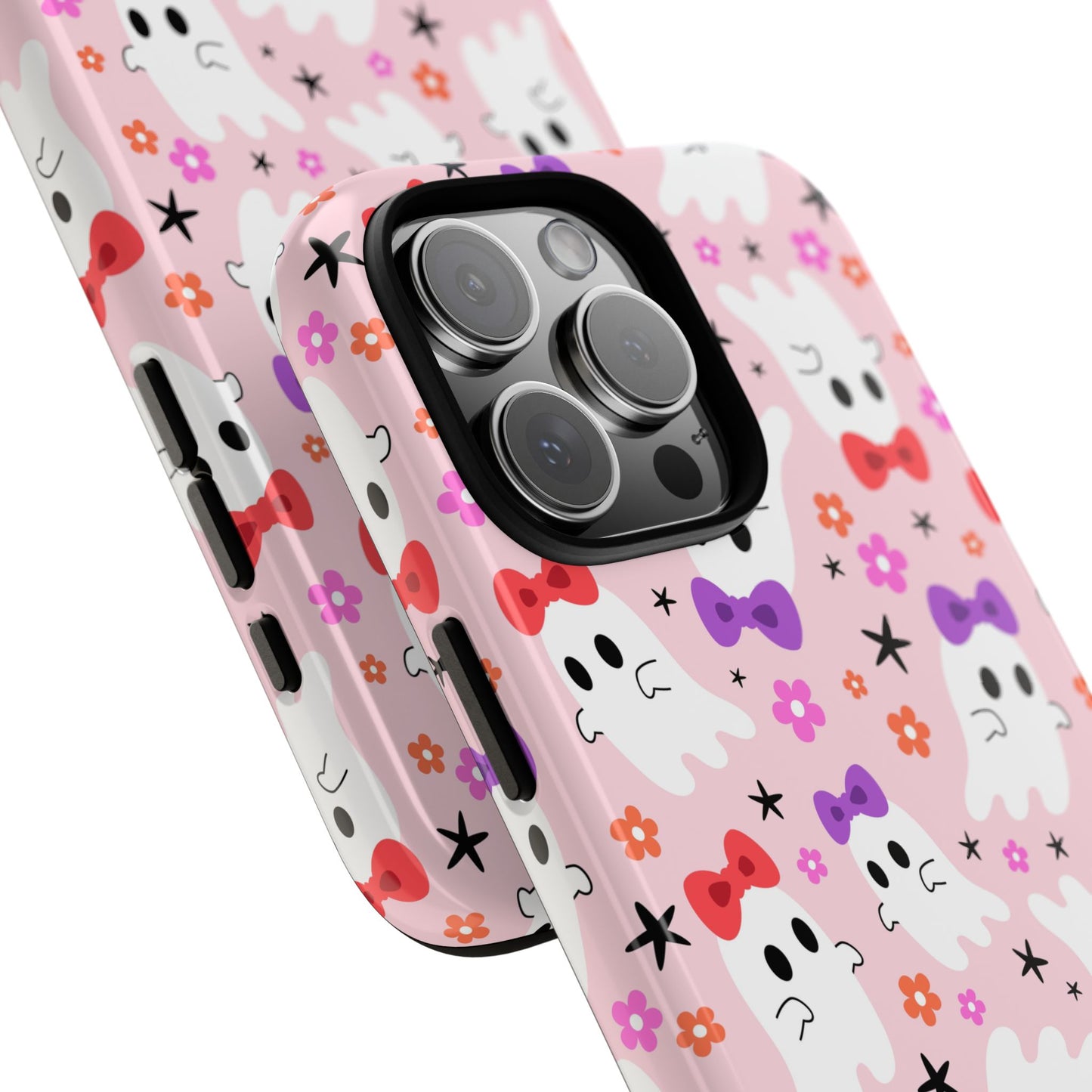 Cute Ghosts with Bows and Stars Halloween Phone Case – Tough Phone Case – Cute Spooky Design - iPhone 16 - Samsung Galaxy - Google Pixel