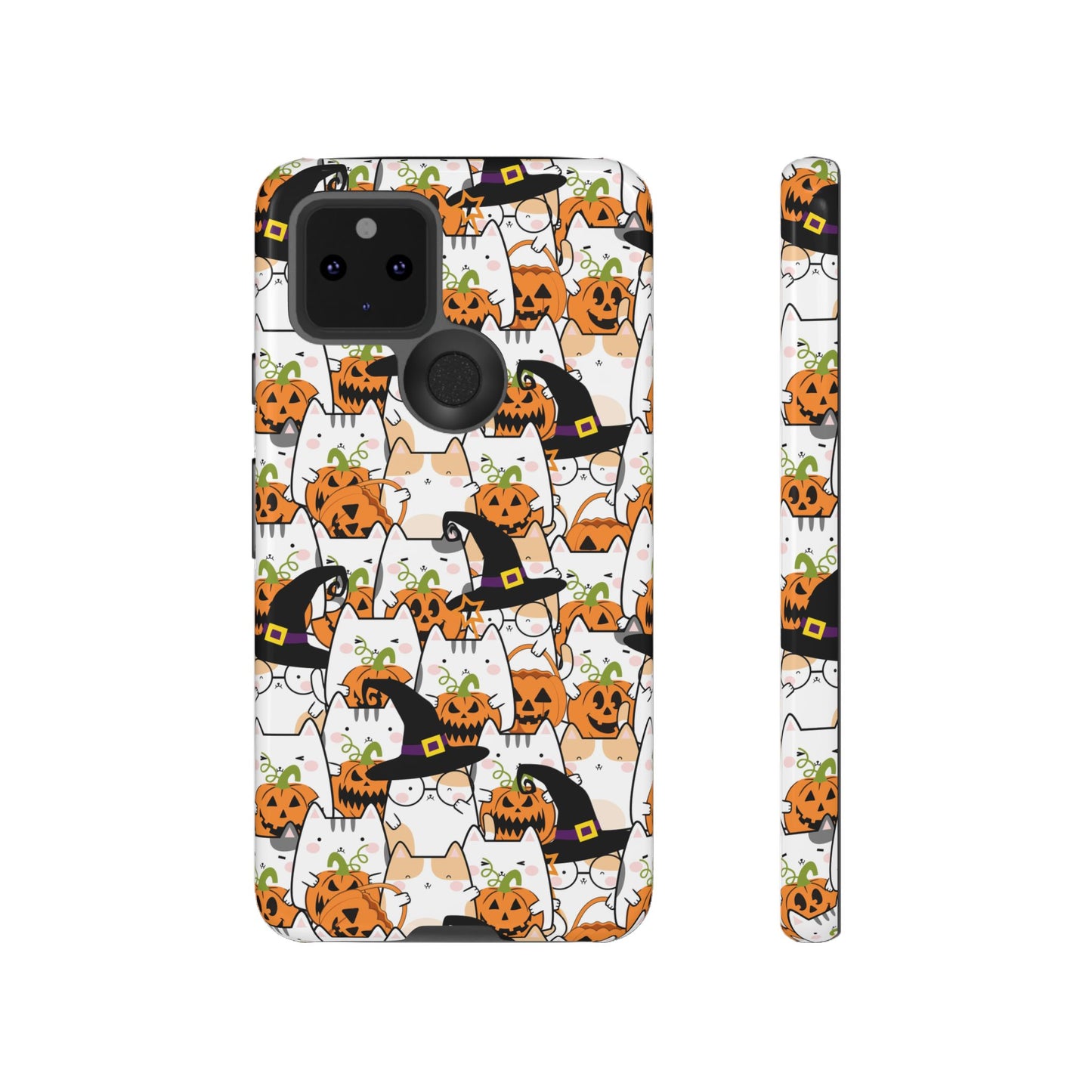 Halloween Cats and Pumpkins Phone Case – Tough Phone Case – Cute Spooky Design - iPhone 16 - Samsung Galaxy - Google Pixel