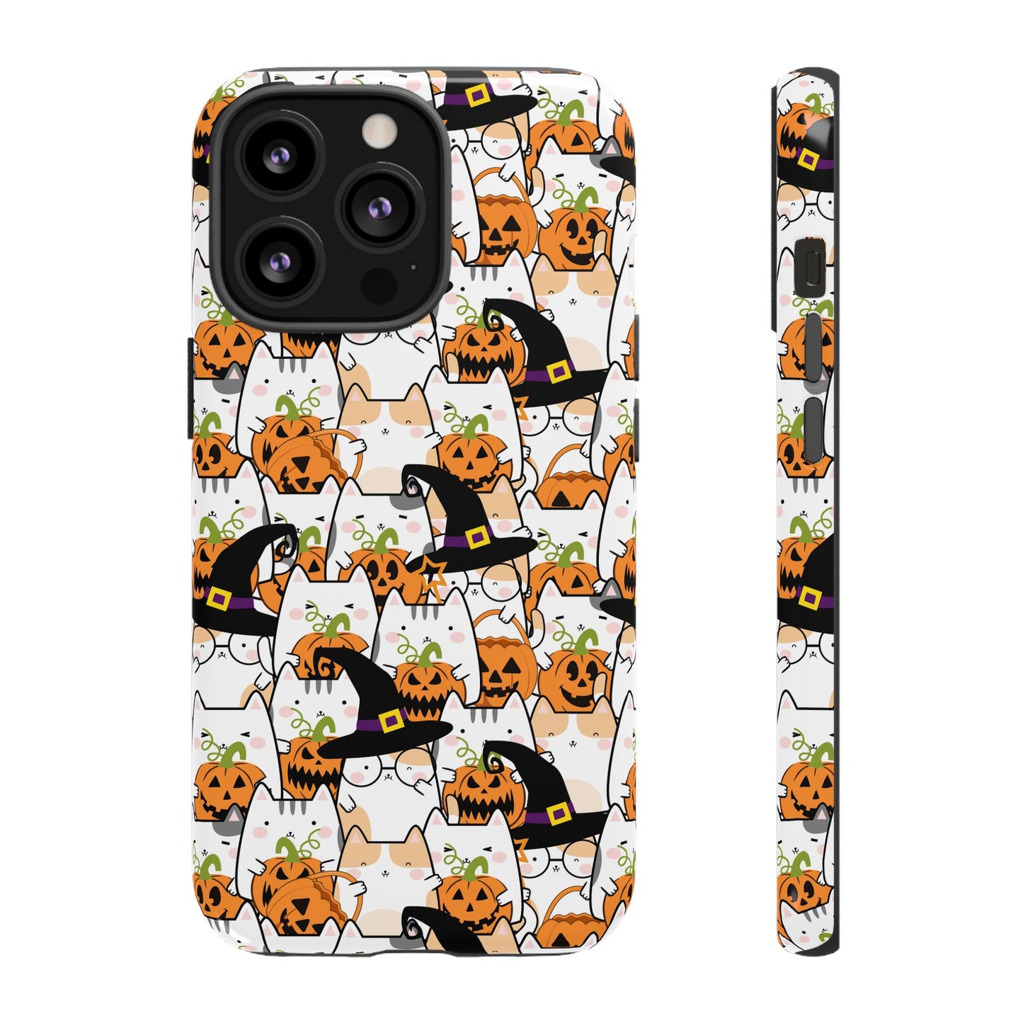 Halloween Cats and Pumpkins Phone Case – Tough Phone Case – Cute Spooky Design - iPhone 16 - Samsung Galaxy - Google Pixel