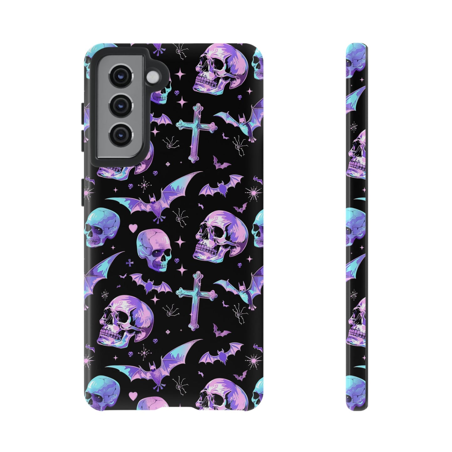 Pastel Skulls and Crosses Gothic Phone Case – Tough Phone Case – Cute Spooky Design - iPhone 16 - Samsung Galaxy - Google Pixel