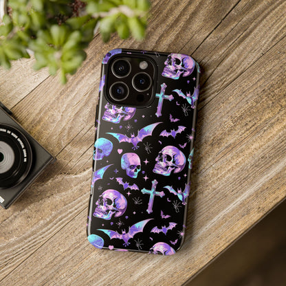 Pastel Skulls and Crosses Gothic Phone Case – Tough Phone Case – Cute Spooky Design - iPhone 16 - Samsung Galaxy - Google Pixel