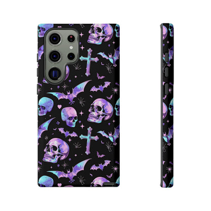 Pastel Skulls and Crosses Gothic Phone Case – Tough Phone Case – Cute Spooky Design - iPhone 16 - Samsung Galaxy - Google Pixel