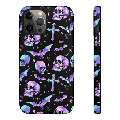 Pastel Skulls and Crosses Gothic Phone Case – Tough Phone Case – Cute Spooky Design - iPhone 16 - Samsung Galaxy - Google Pixel