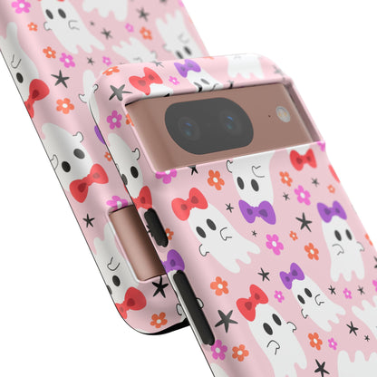 Cute Ghosts with Bows and Stars Halloween Phone Case – Tough Phone Case – Cute Spooky Design - iPhone 16 - Samsung Galaxy - Google Pixel