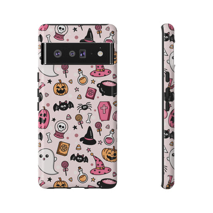 Pastel Halloween Charm Tough Phone Case – Cute Spooky Design - iPhone 16 - Samsung Galaxy - Google Pixel