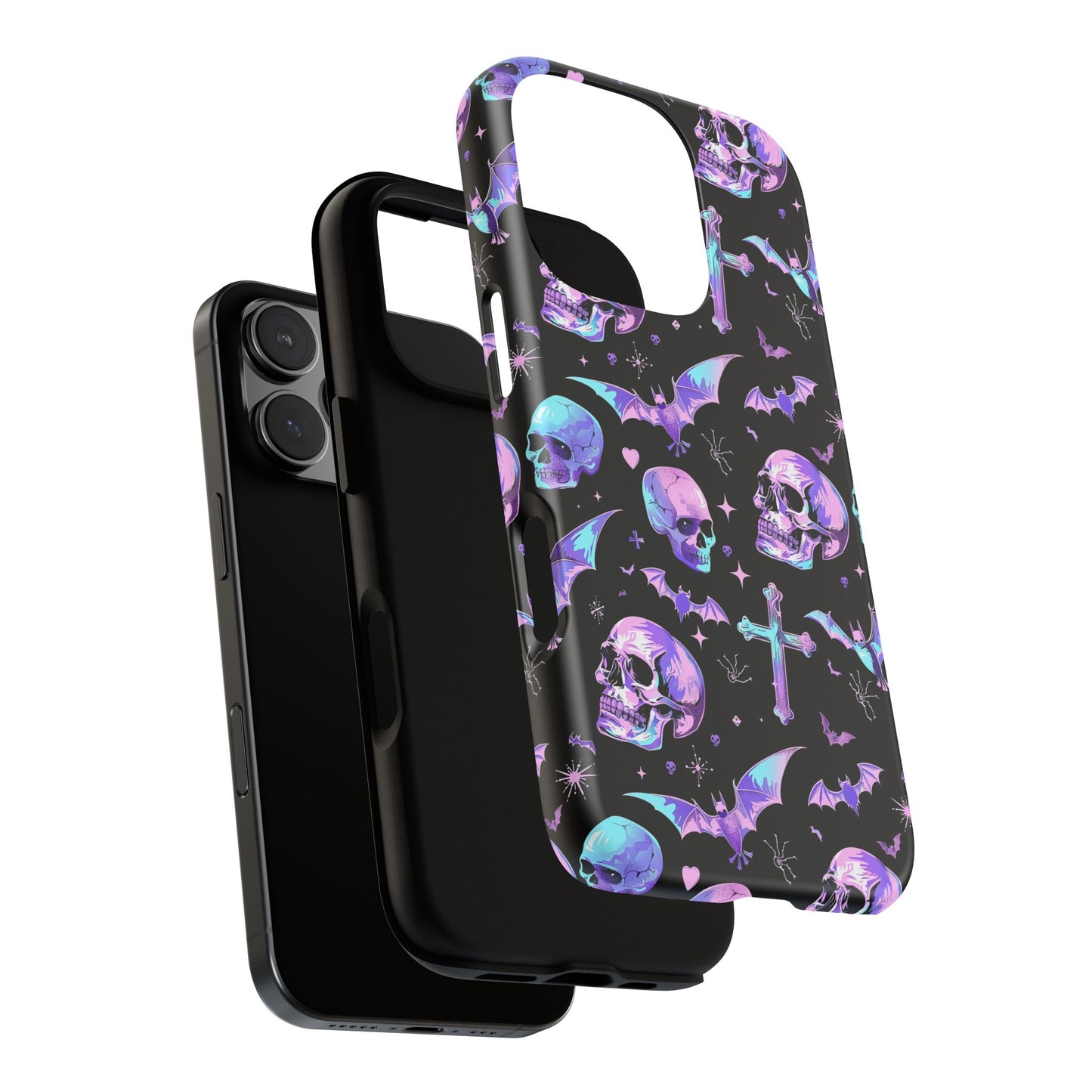 Pastel Skulls and Crosses Gothic Phone Case – Tough Phone Case – Cute Spooky Design - iPhone 16 - Samsung Galaxy - Google Pixel