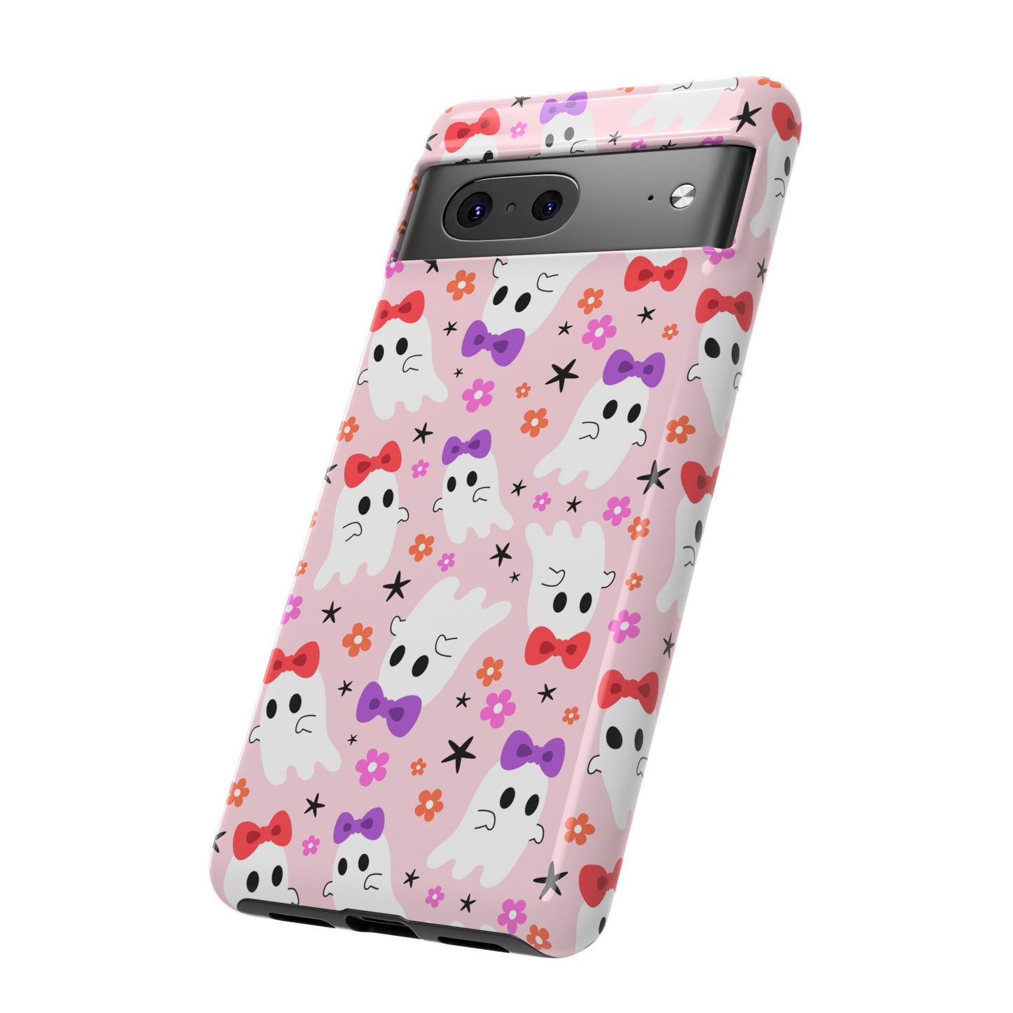 Cute Ghosts with Bows and Stars Halloween Phone Case – Tough Phone Case – Cute Spooky Design - iPhone 16 - Samsung Galaxy - Google Pixel