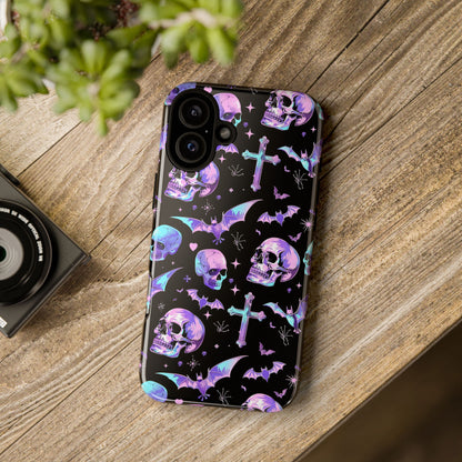 Pastel Skulls and Crosses Gothic Phone Case – Tough Phone Case – Cute Spooky Design - iPhone 16 - Samsung Galaxy - Google Pixel