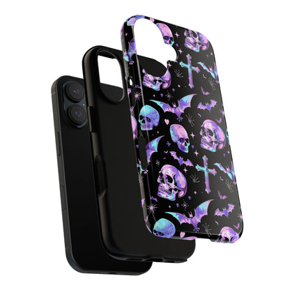 Pastel Skulls and Crosses Gothic Phone Case – Tough Phone Case – Cute Spooky Design - iPhone 16 - Samsung Galaxy - Google Pixel