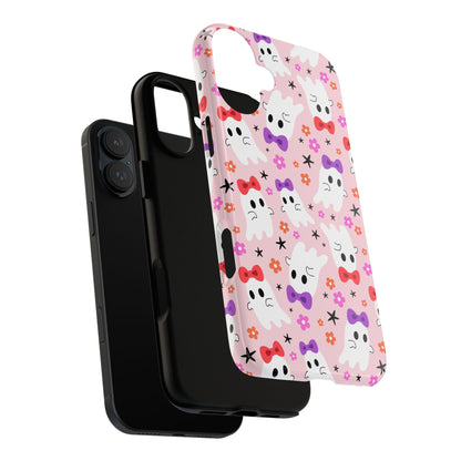 Cute Ghosts with Bows and Stars Halloween Phone Case – Tough Phone Case – Cute Spooky Design - iPhone 16 - Samsung Galaxy - Google Pixel