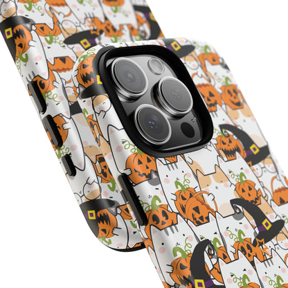 Halloween Cats and Pumpkins Phone Case – Tough Phone Case – Cute Spooky Design - iPhone 16 - Samsung Galaxy - Google Pixel