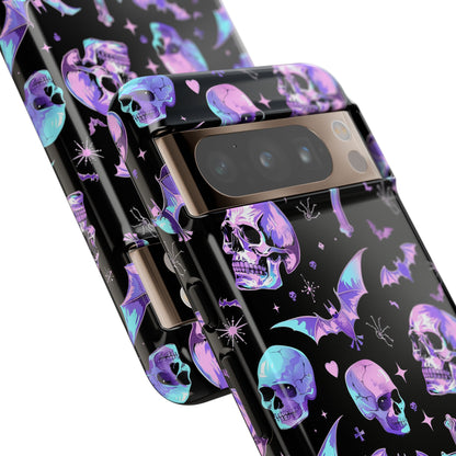 Pastel Skulls and Crosses Gothic Phone Case – Tough Phone Case – Cute Spooky Design - iPhone 16 - Samsung Galaxy - Google Pixel