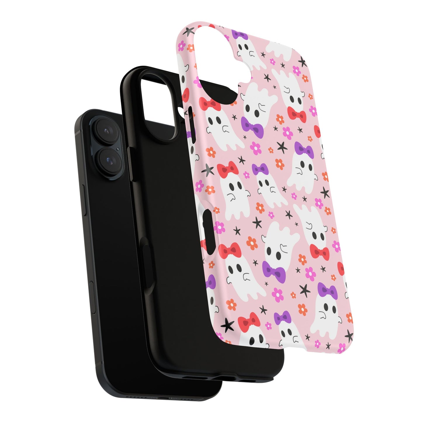 Cute Ghosts with Bows and Stars Halloween Phone Case – Tough Phone Case – Cute Spooky Design - iPhone 16 - Samsung Galaxy - Google Pixel