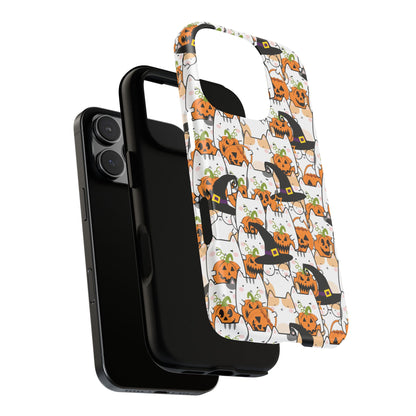 Halloween Cats and Pumpkins Phone Case – Tough Phone Case – Cute Spooky Design - iPhone 16 - Samsung Galaxy - Google Pixel