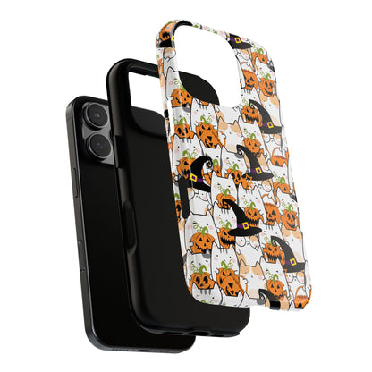 Halloween Cats and Pumpkins Phone Case – Tough Phone Case – Cute Spooky Design - iPhone 16 - Samsung Galaxy - Google Pixel