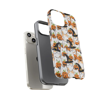 Halloween Cats and Pumpkins Phone Case – Tough Phone Case – Cute Spooky Design - iPhone 16 - Samsung Galaxy - Google Pixel